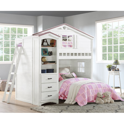 Adasha 4 - Tier Bookcase in Pink and White