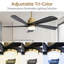 Ventilateur de plafond moderne à 5 pales avec lumière DEL et télécommande Sofucor-133722709