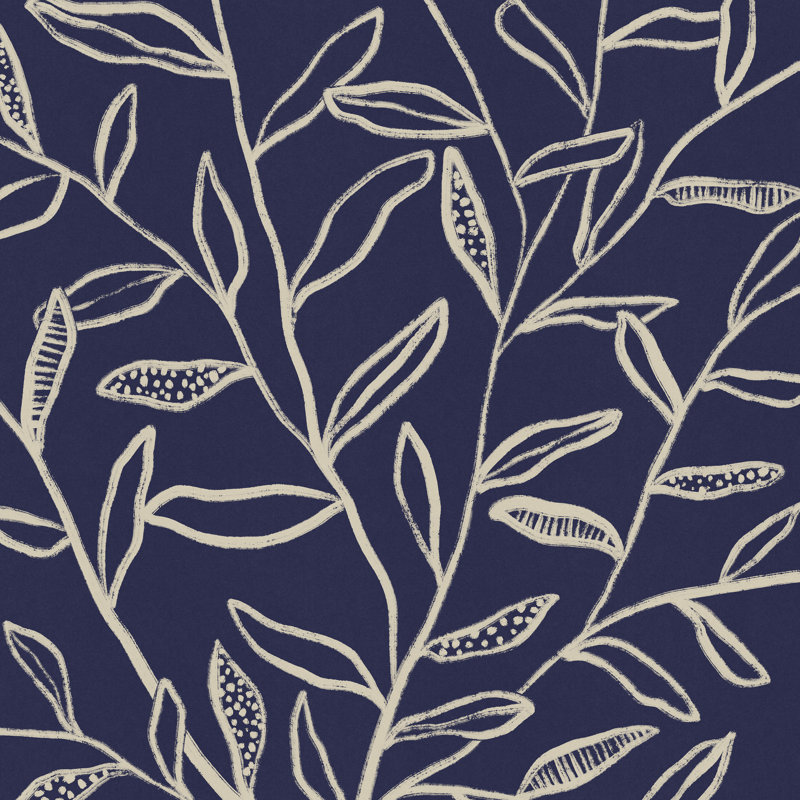 Feuilles à motif bleu marine, H 12 po x l 12 po x P 1,25 po
