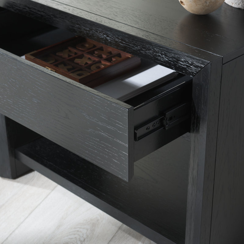 Darnell Wood 1 Drawer Nightstand, Black