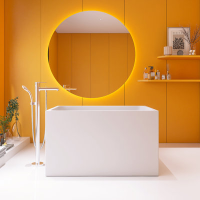 43" Rectangle Shape Freestanding Glossy White Soaking Acrylic Bathtub With Seat And Chrome Pop-Up Drain