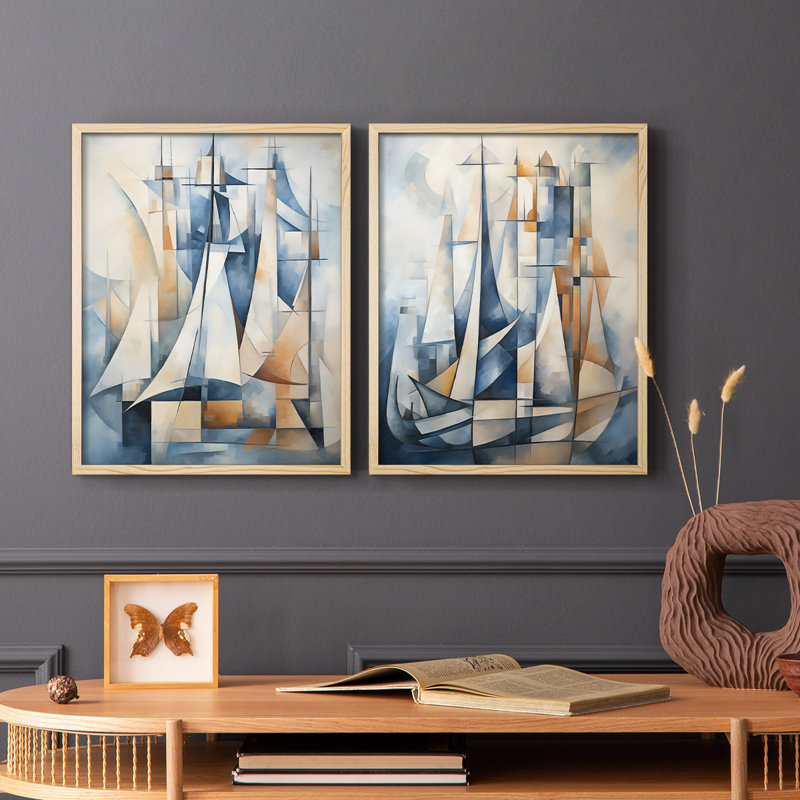Série NAUTICAL CDxxiv - reproduction encadrée de qualité supérieure - prête à être accrochée - aucun clou requis - aucun clou requis