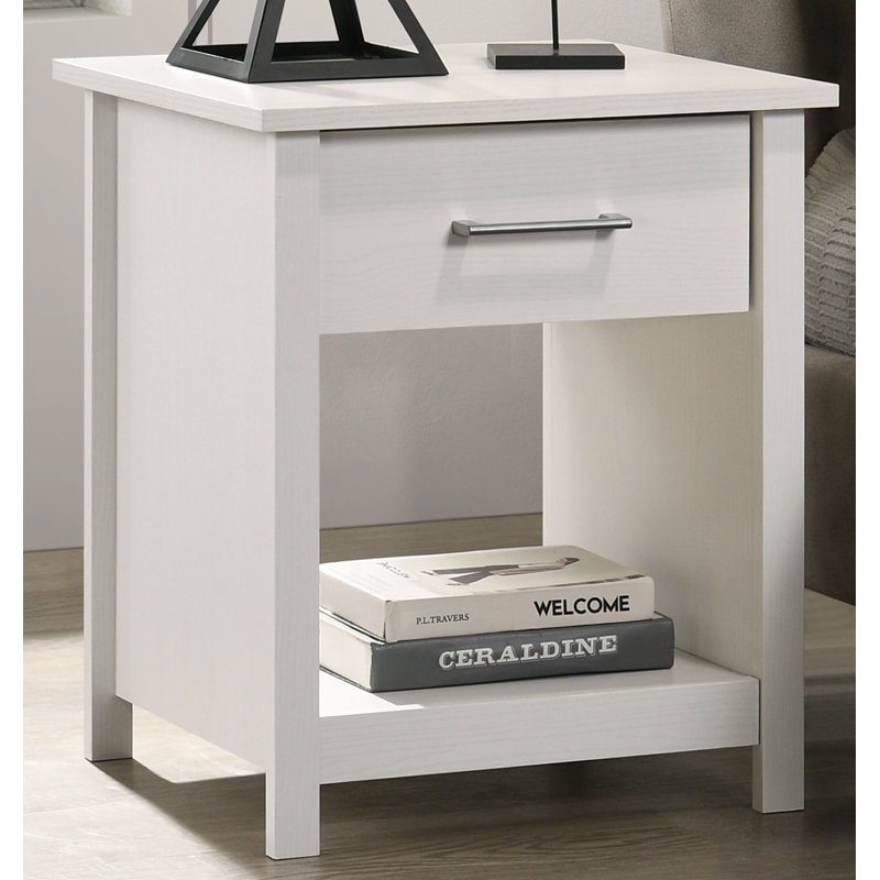 Table de chevet blanche à 1 tiroir l 20 po, Blanc