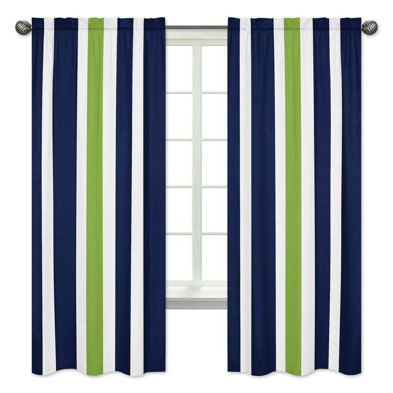 Paire de rideaux semi-transparents avec passe-tringle, Vert / bleu