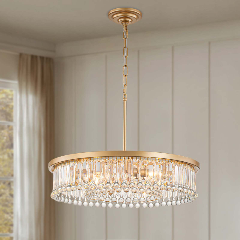 Lustre cylindrique à intensité variable en cristal 6 lumières Craggie, Or