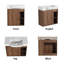 Meuble-lavabo mural de 61 cm (24 po) avec lavabo en céramique, fini noyer, armoire en contreplaqué, 1 porte et 2 étagères ouvertes