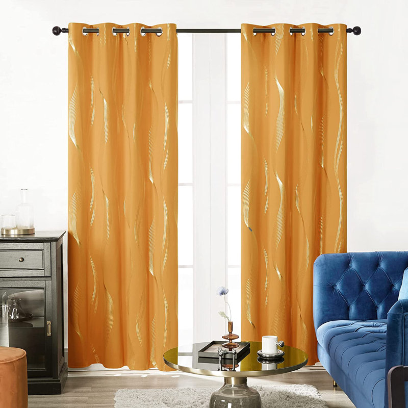 Prewett Super Soft Eyelet Room Darkening Thermal Curtains, Width 168 x Drop 183cm, Orange Flame