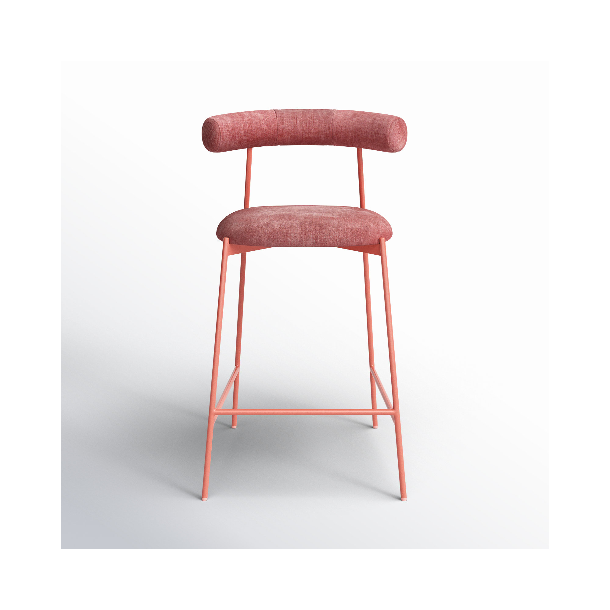 Geraldina Velvet Bar & Counter Stool, Counter Stool (25.4” Seat Height), Mauve