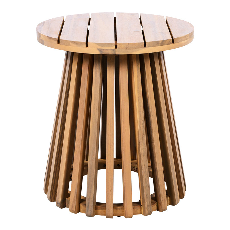 Round Table In Wood For Outdoor Backyard And Lawn - Rustic Style, Quick Setup Side Table, Suitable Patio Poolside Stable Structure, 81.12Lbs Capacity