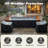 Abdullah 5-Person Modern Aluminum Patio Furniture Set with Fire Pit Table,  3-Seat Sofa, 2 Swivel Chairs and 6 Inch Grey Cushions-146292110