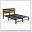 Lit double noir avec cadre durable et conception élégante pour un sommeil confortable et un style intemporel