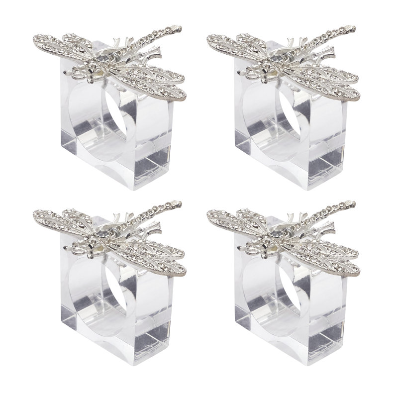 Ensemble de 4 serviettes bejewelées libellule