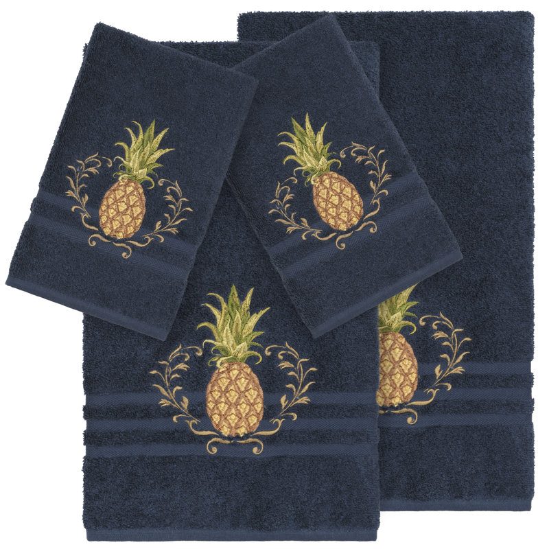 Ensemble de serviettes 4 pièces en coton Welcome, Bleu minuit, 4 Piece Towel Set