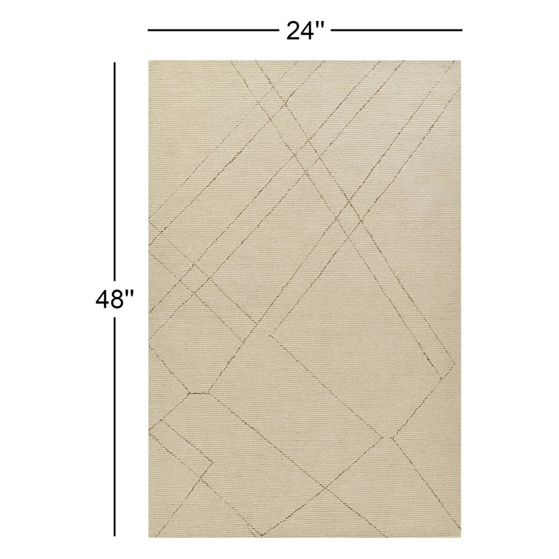 Hand Tufted Wool Abstract Indoor Rug, Rectangle 2' x 4'