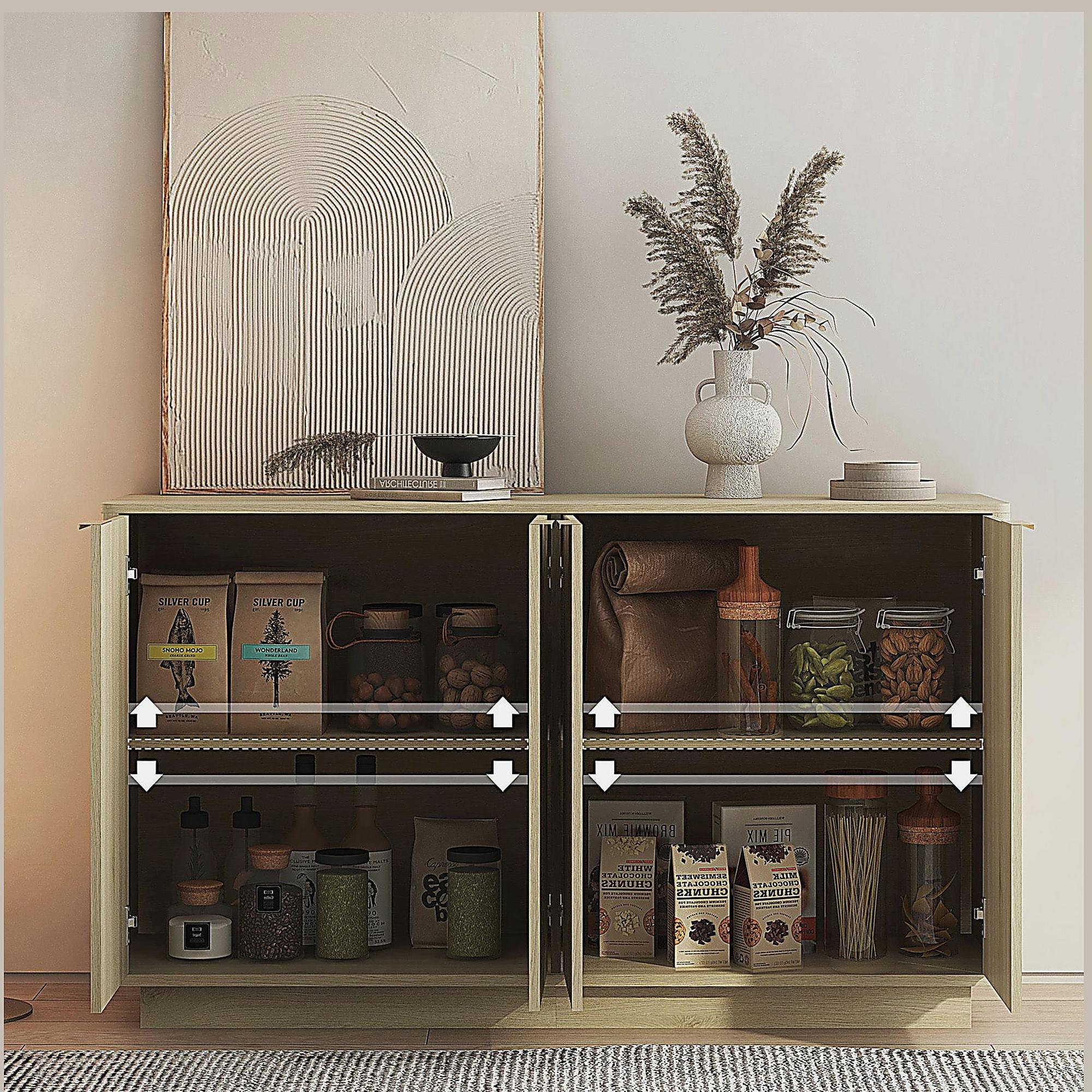 Latitude Run® Modern Buffet Cabinet with Storage, Fluted Sideboard ...