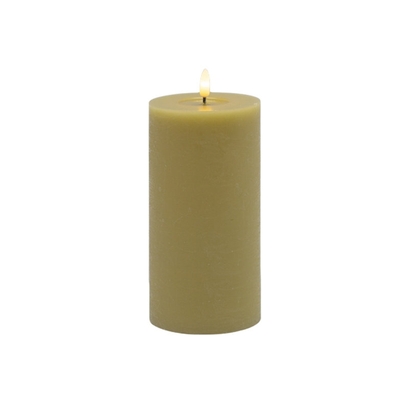Grande bougie colonne sans flamme champagne, Jaune