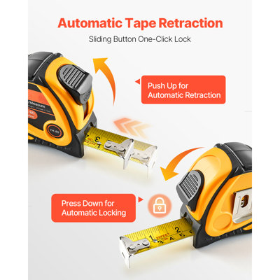 Tape Measure 7620 mm Length, Measuring Tape with Retractable, One-Touch Lock, Imperial and Metric ft/m Dual-Scale & ABS Case & Easy Read Steel Measurement Tool,for Outdoor,Decoration