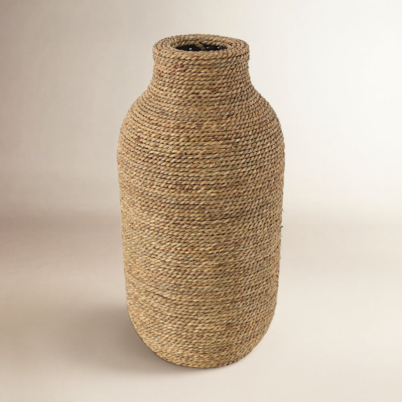 Brown Seagrass Handmade Wrapped Decorative Vase, 19.05" H x 9.75" W x 9.75" D