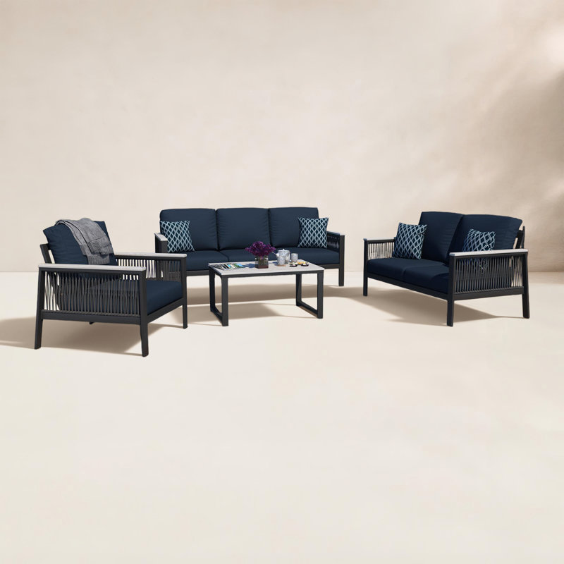 Ensemble de conversation avec canapé 5 pièces Townsend, Toile bleu marine Sunbrella®