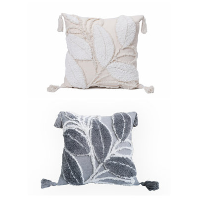 (Covers With Inserts) Set of 2 Leaf Pattern Throw Pillows