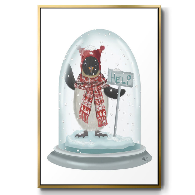 Boule à neige de Noël pingouin, Or, H 37 po x l 25 po x P 1,5 po