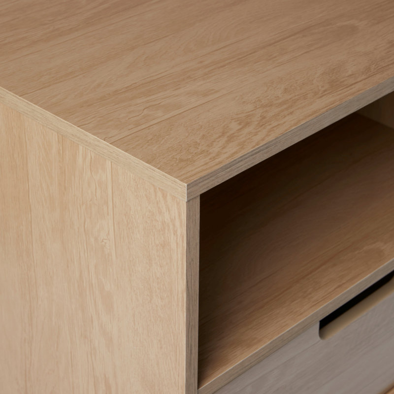Table de chevet moderne à 1 tiroir avec casier ouvert, Brun