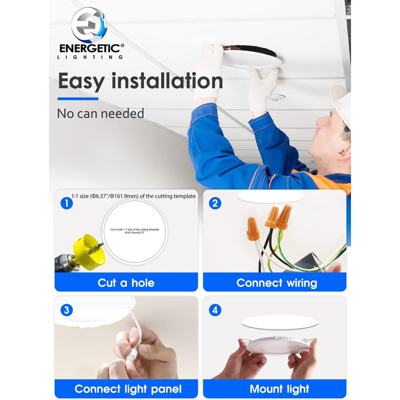 6" Dimmable Ultra-Thin LED Recessed Downlight with Junction Box, 2700K to 6500K Selectable
