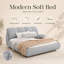 Lit plateforme tapissier moderne en polyester avec pieds en bois massif-2541877-2541875