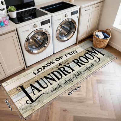 2'x6'  Laundry Room Rug Farmhouse Washable Non Slip Kitchen Mat Runner Rug