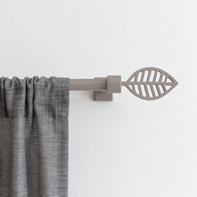 Sevigne Adjustable Single Curtain Rod with Leaf Finials (50-82 inches)