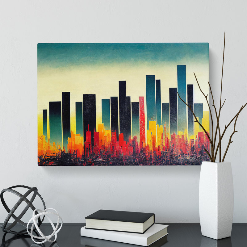 Dreamlike Skyscraper Skyline - Wrapped Canvas Print, 35cm H x 50cm W x 3cm D