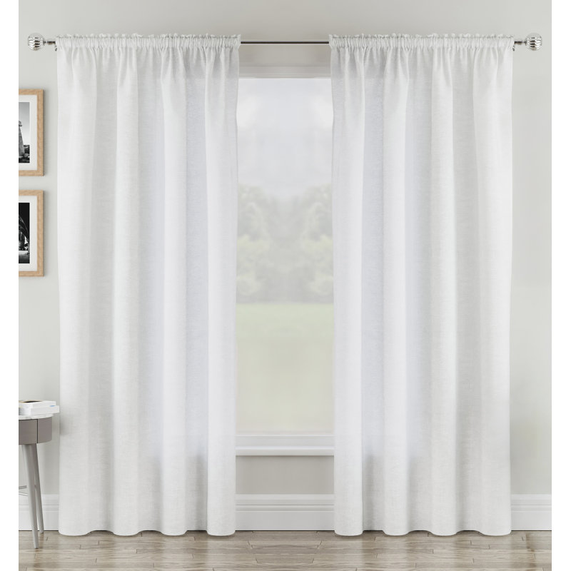 Sundas Sheer Curtain Panel Pair, 140cm Width x 229cm Drop, White