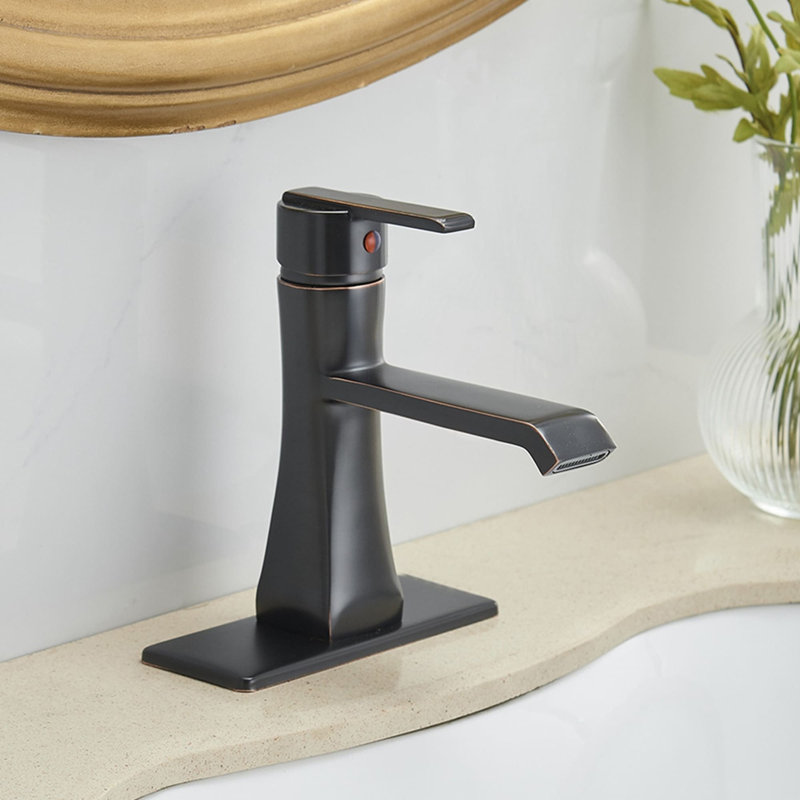 Robinet de salle de bain à un trou avec drain, Bronze huilé