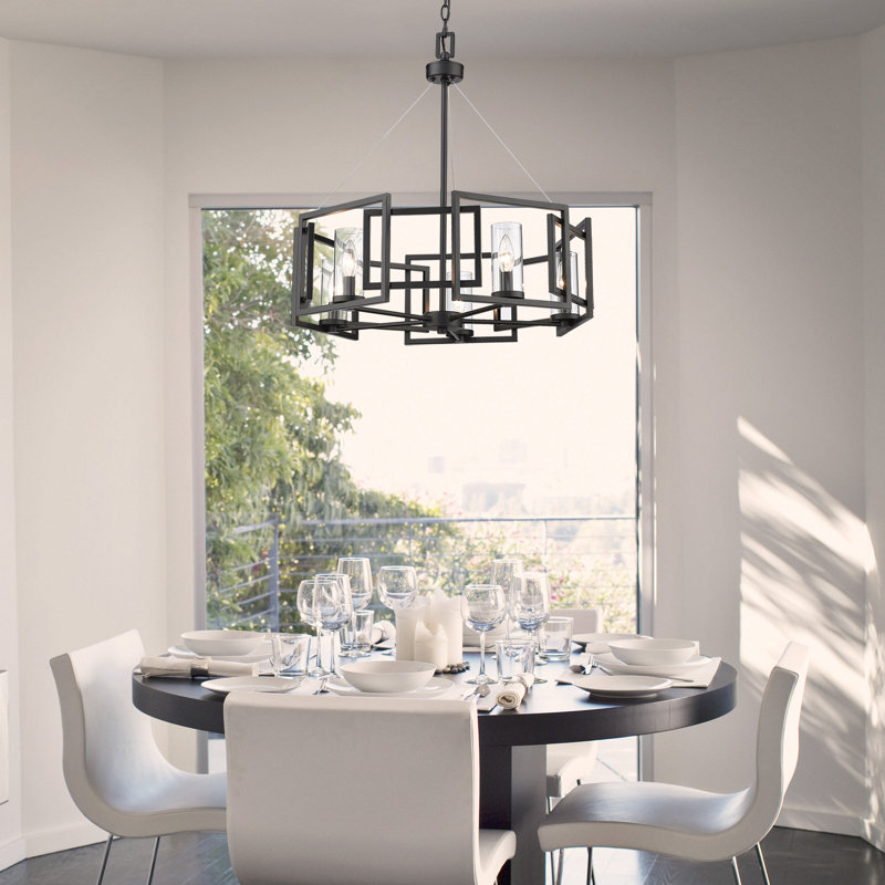 Newlin 5 - Light Steel Dimmable Drum Chandelier, Matte Black