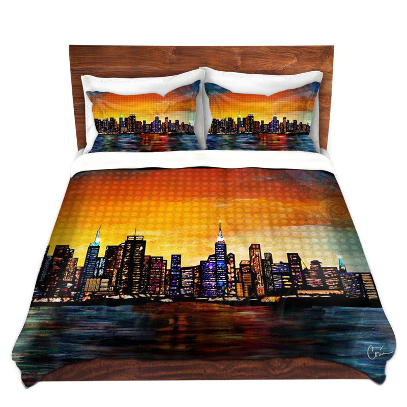 Ensemble de housse de couette de new york horizon, Housse de couette simple et deux taies décorative