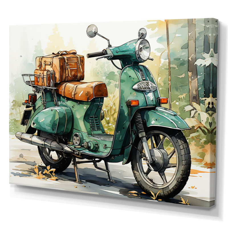 «Green Scooter», impression sur toile, Toile tendue, H 30 po x l 40 po x P 1,5 po