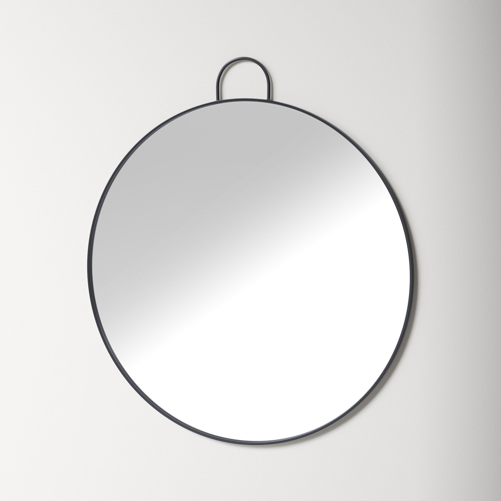 Kathy Metal Round Wall Mirror, Black