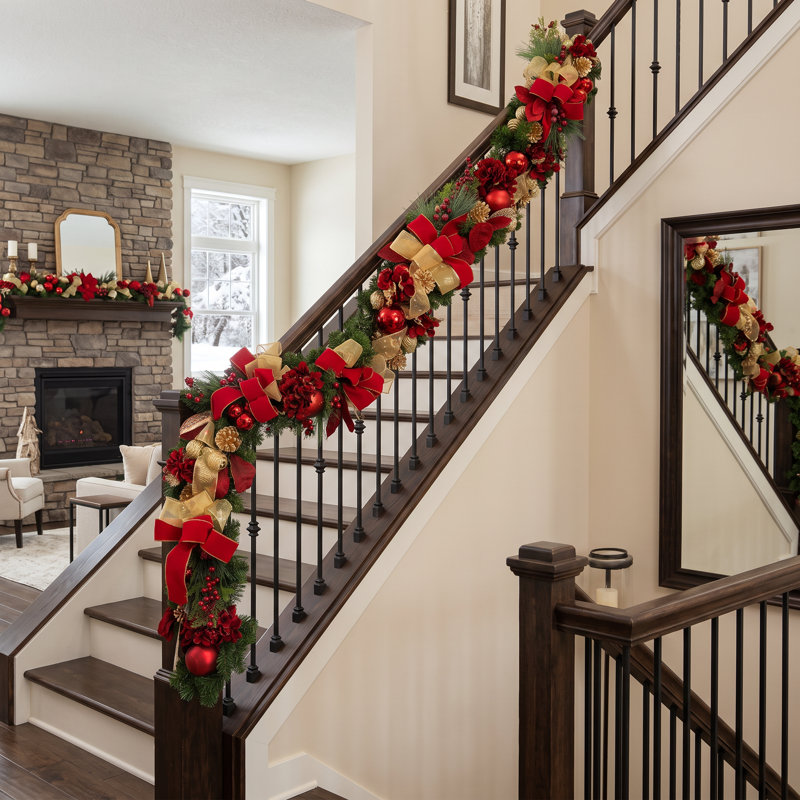 Red And Gold Magnolia Garland