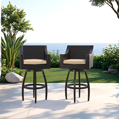 Tabouret de bar 30 po avec housses de coussin Sunbrella Fionnula