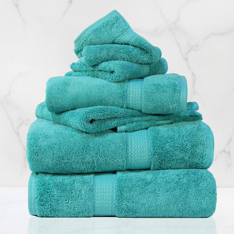 Ensemble de serviettes de bain en coton égyptien certifié Scotia, Turquoise