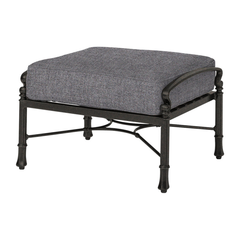 Bella Vista Outdoor Ottoman, Cast Slate Sunbrella® Plainweave, Midnight Gold