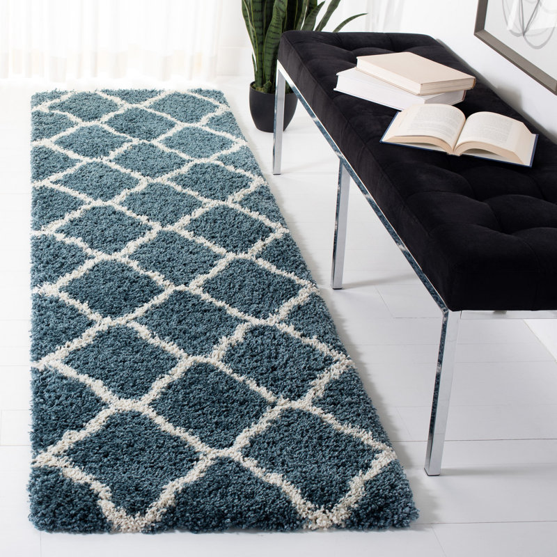 Tapis à poils longs Darrold Hudson, Tapis de couloir 2 pi 3 po x 10 pi
