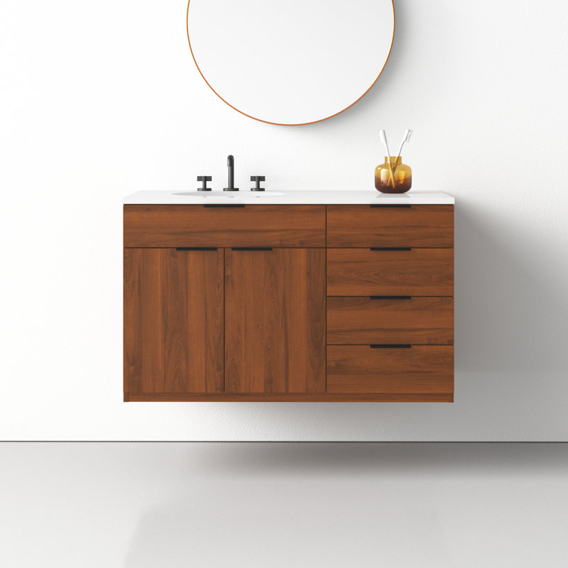 Bexley 42" Wall-Mounted Single Bathroom Vanity with Quartz Top