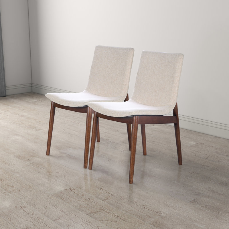 Moitreo Italian Style Modern Comfy Solid Wood Linen Fabric Dining Chair