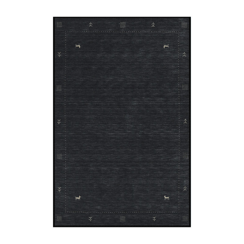 Tapis contemporain noir, Rectangle 8 pi x 12 pi