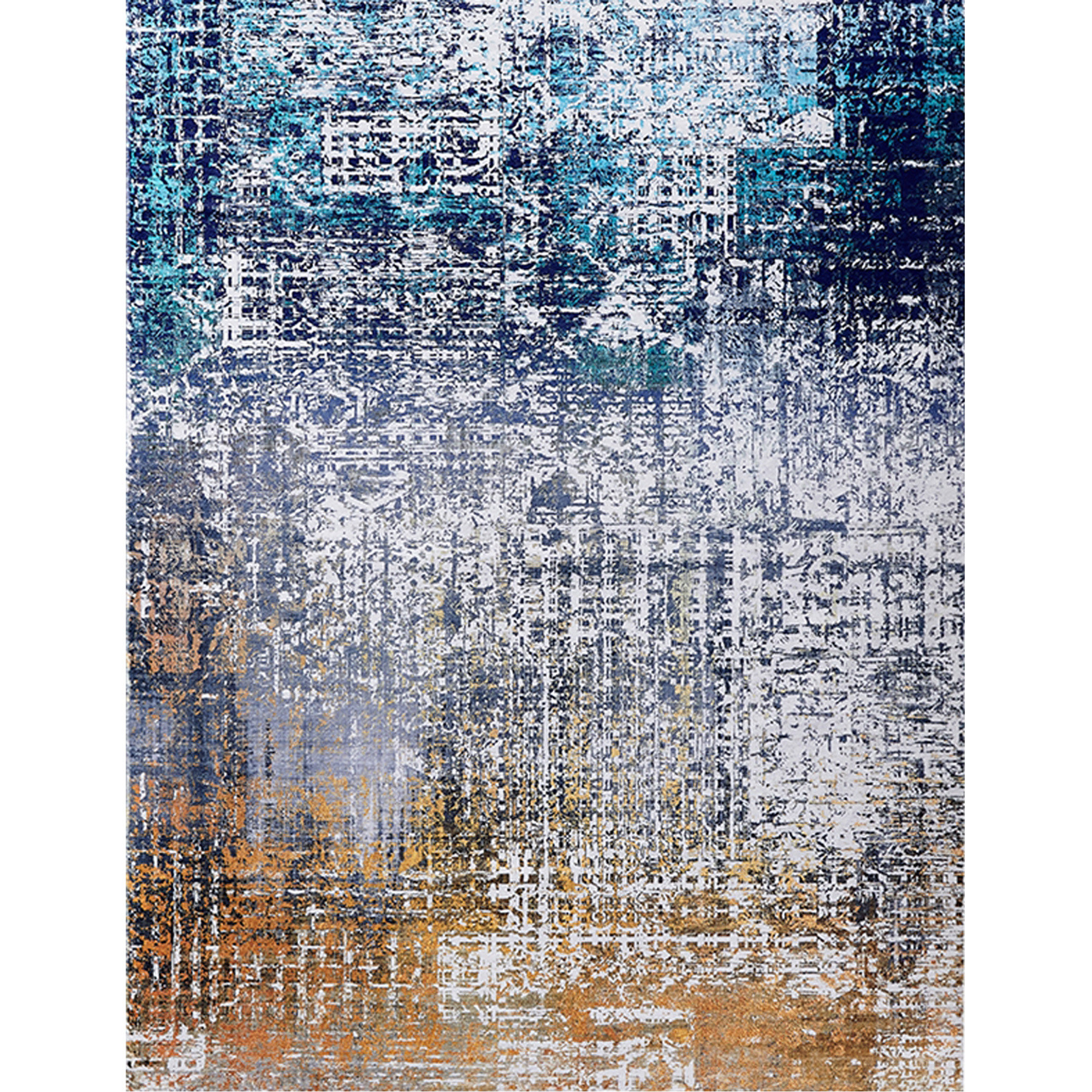 17 Stories Abstract Design Turquoise Gray Rust Machine Washable Super ...