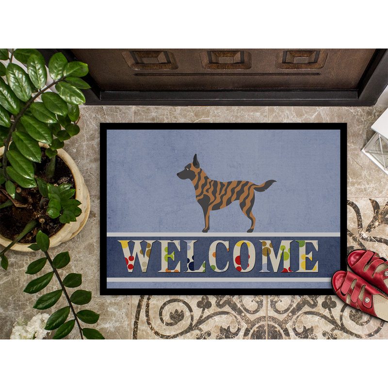 Tapis de porte d’extérieur anti-dérapant néerlandais berger welcome, Rectangle 1 pi 6 po x 2 pi 3 po