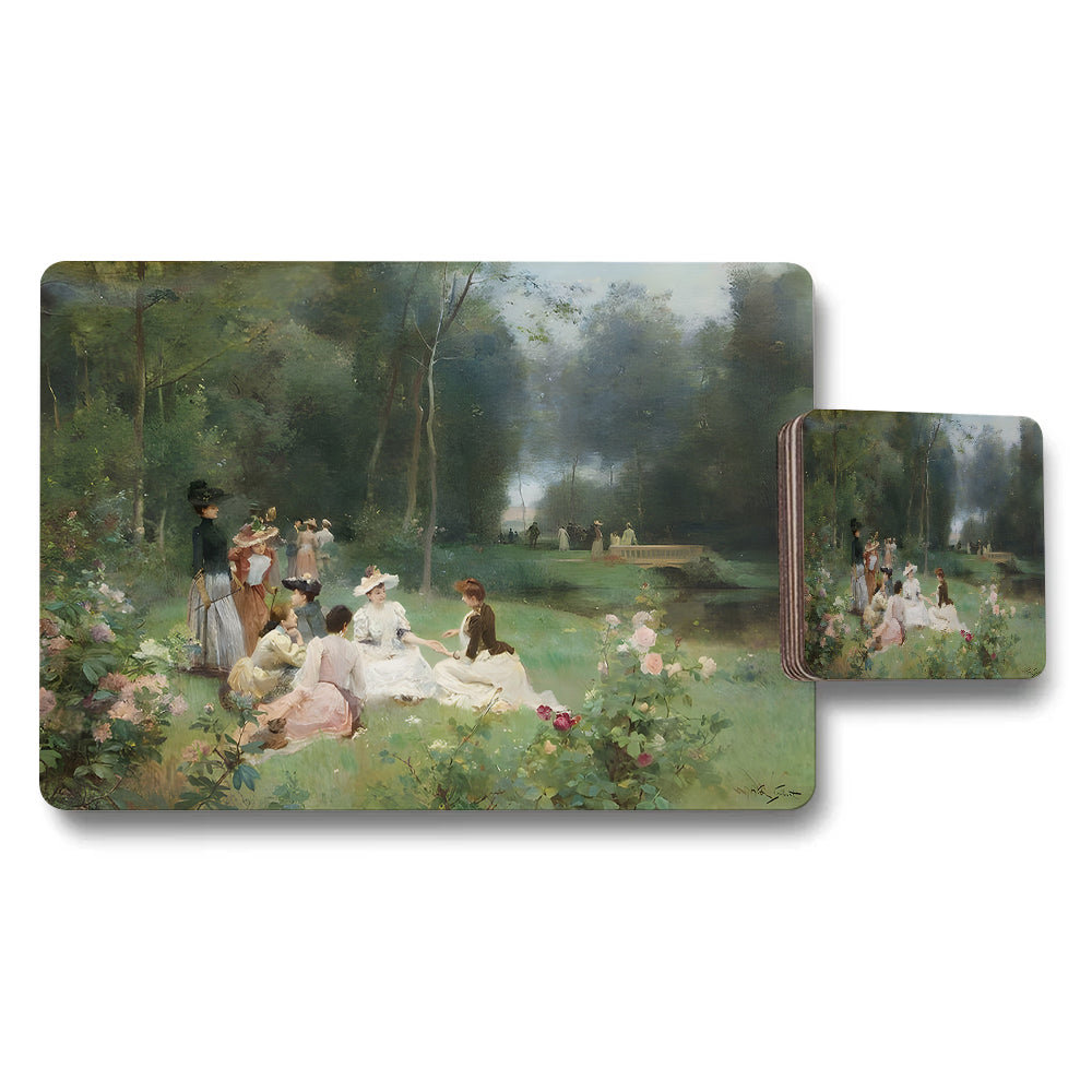 Impressionist Picnic in the Park Placemat and Coaster Set