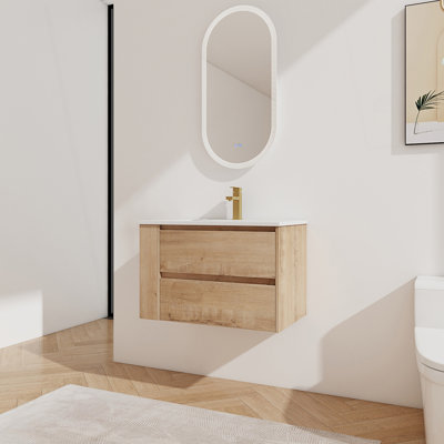 Meuble-lavabo mural avec lavabo en céramique