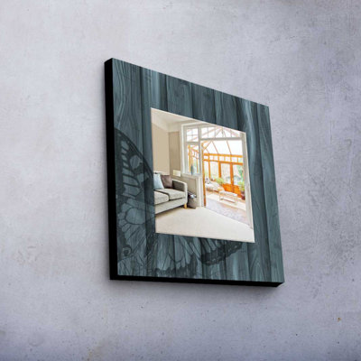 Elegant Decorative Mirror with 100% Pine Wood Frame, 19.7 x 19.7 inches | Real Glass Mirror (Thickness: 0.2 inches) | Stylish Fabric Painting | Perfect for Home Decor & Entryway Accent, Durable and Chic Design